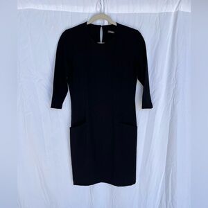 J. McLaughlin Ponte Knit Sheath Dress Solid Black Womens Size Small